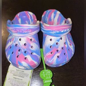 Purple Tie dye Marbled Kids Crocs size- C5